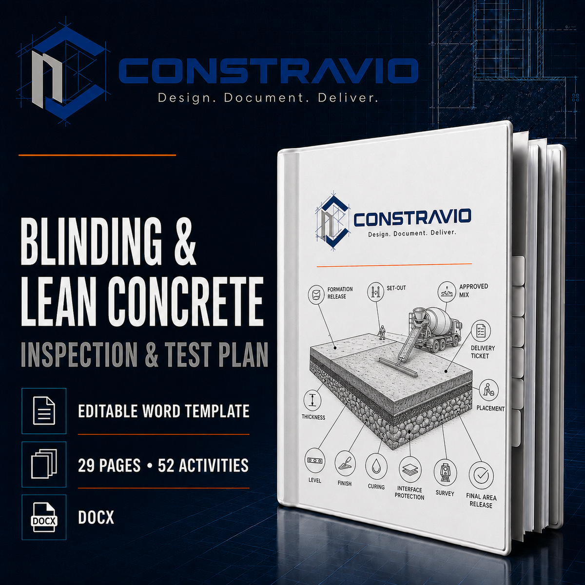 Blinding & Lean Concrete Inspection and Test Plan – Editable Word Template