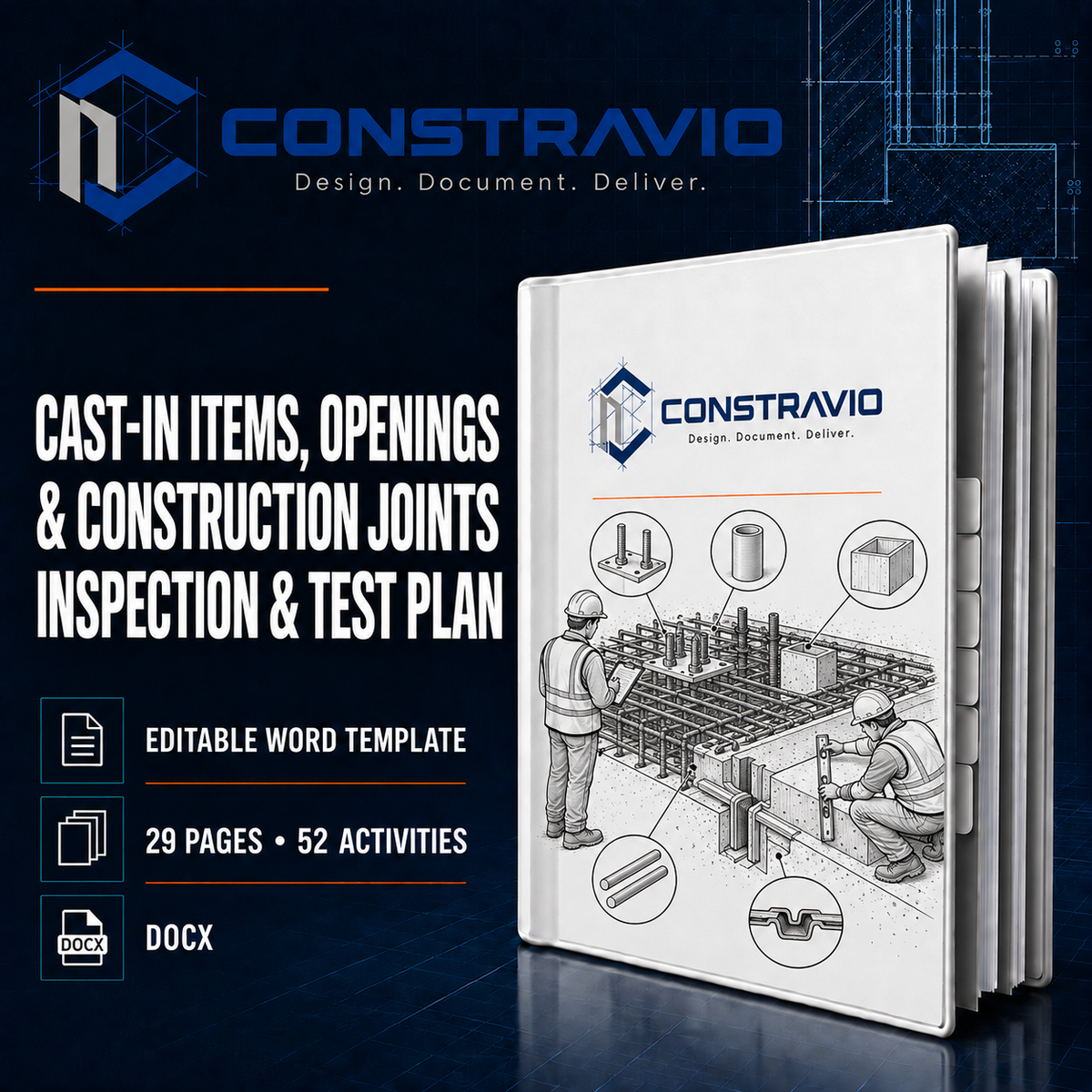 Cast-In Items, Openings & Construction Joints Inspection & Test Plan – Editable Word Template