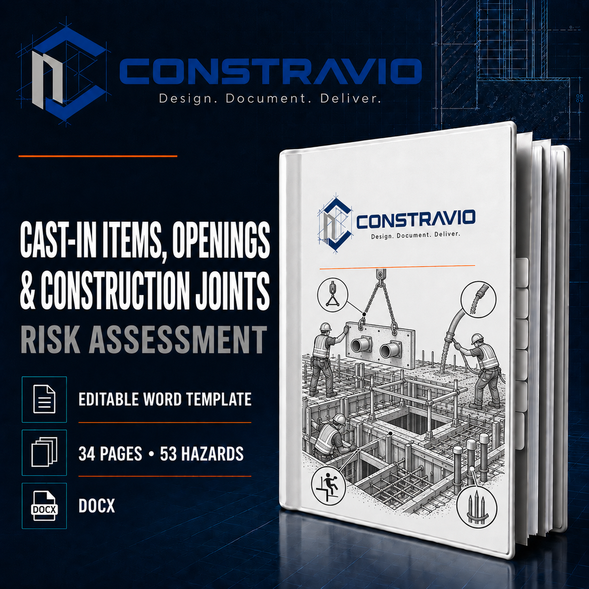 Cast-In Items, Openings & Construction Joints Risk Assessment – Editable Word Template