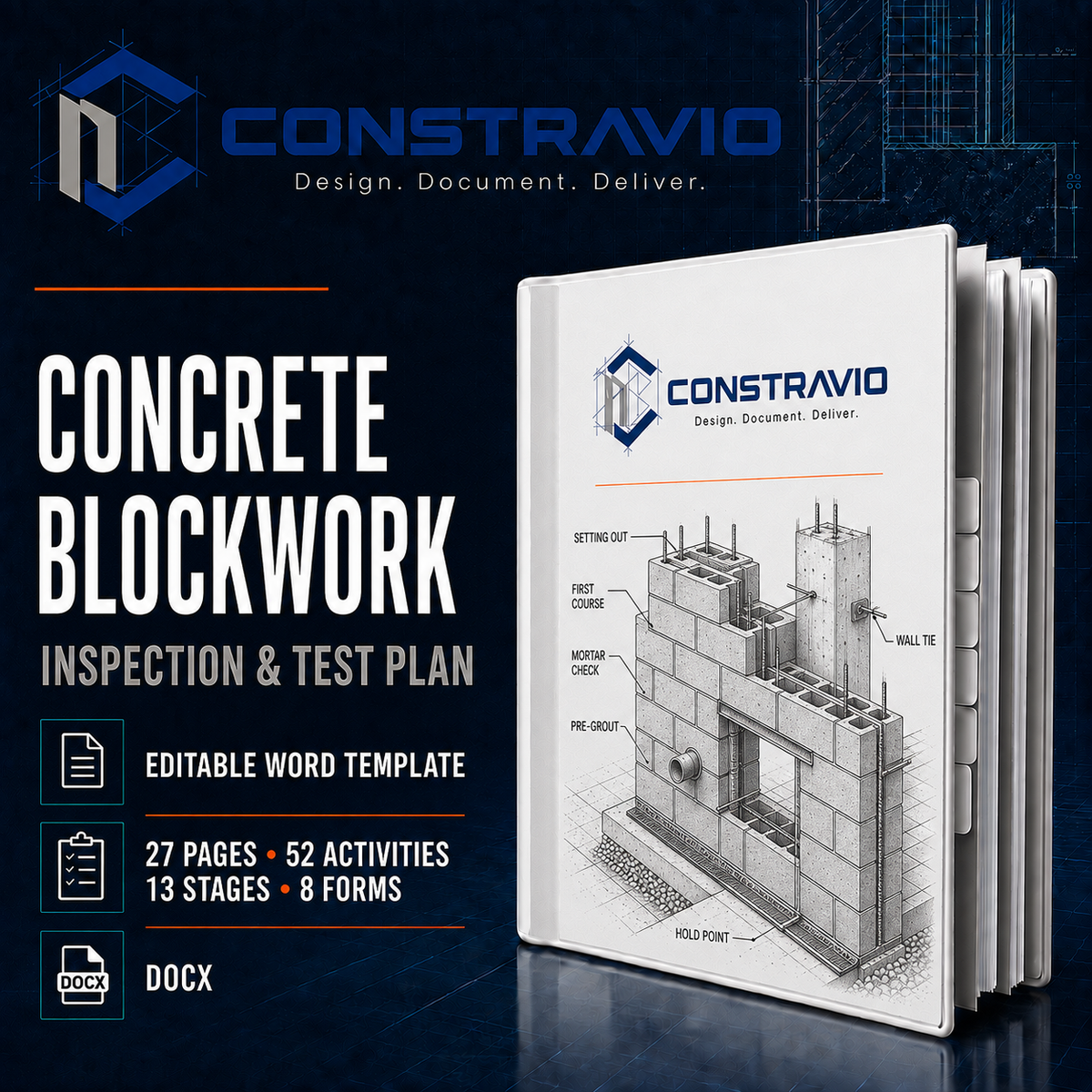 Concrete Blockwork Inspection & Test Plan – Editable Word Template