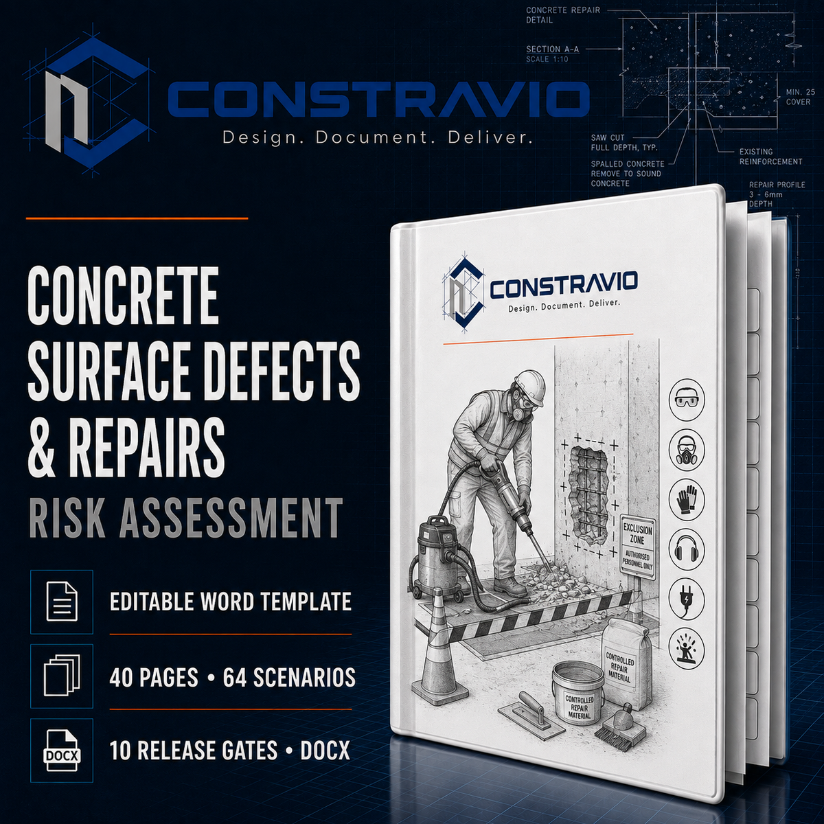 Concrete Surface Defects & Repairs Risk Assessment – Editable Word Template