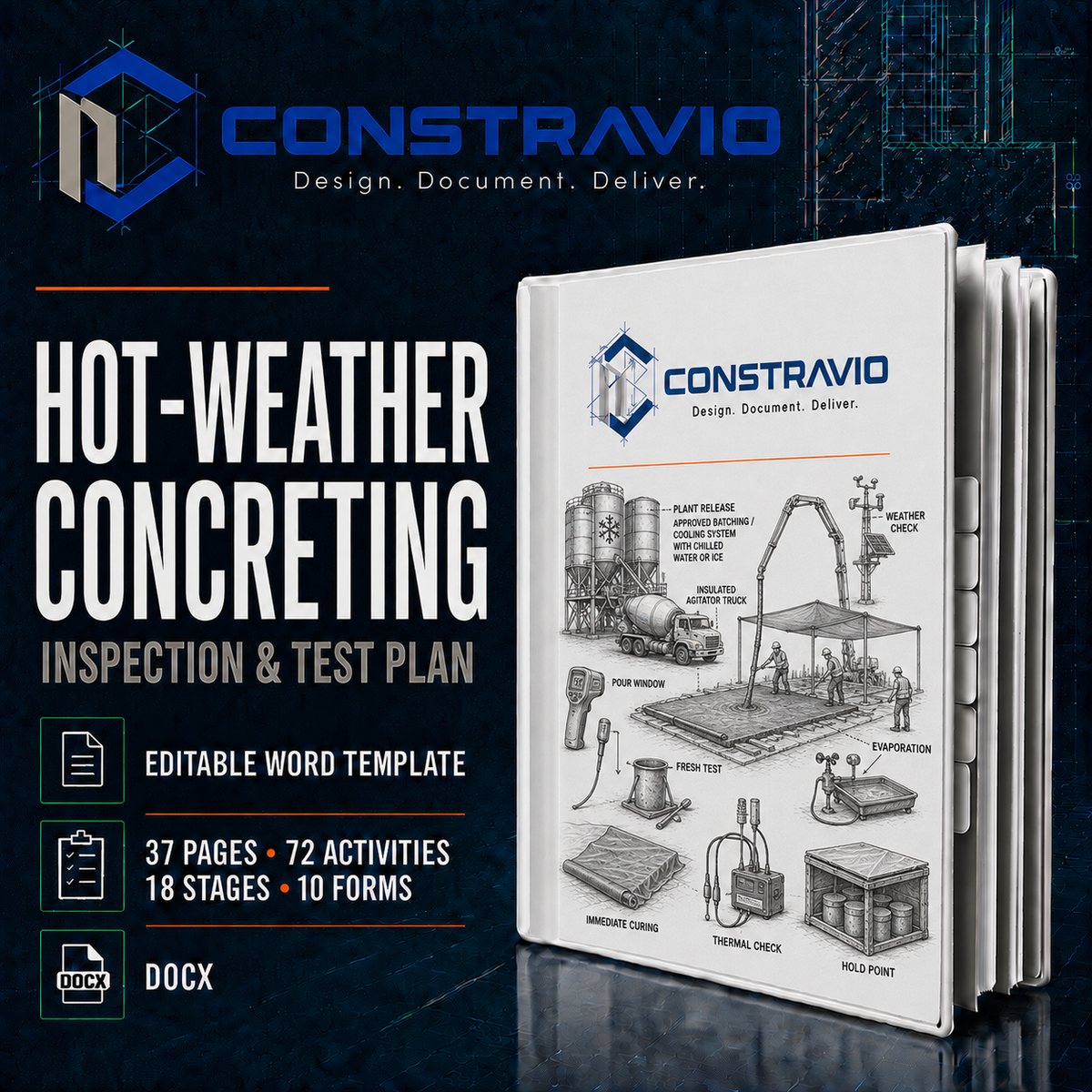 Hot-Weather Concreting Inspection & Test Plan – Editable Word Template