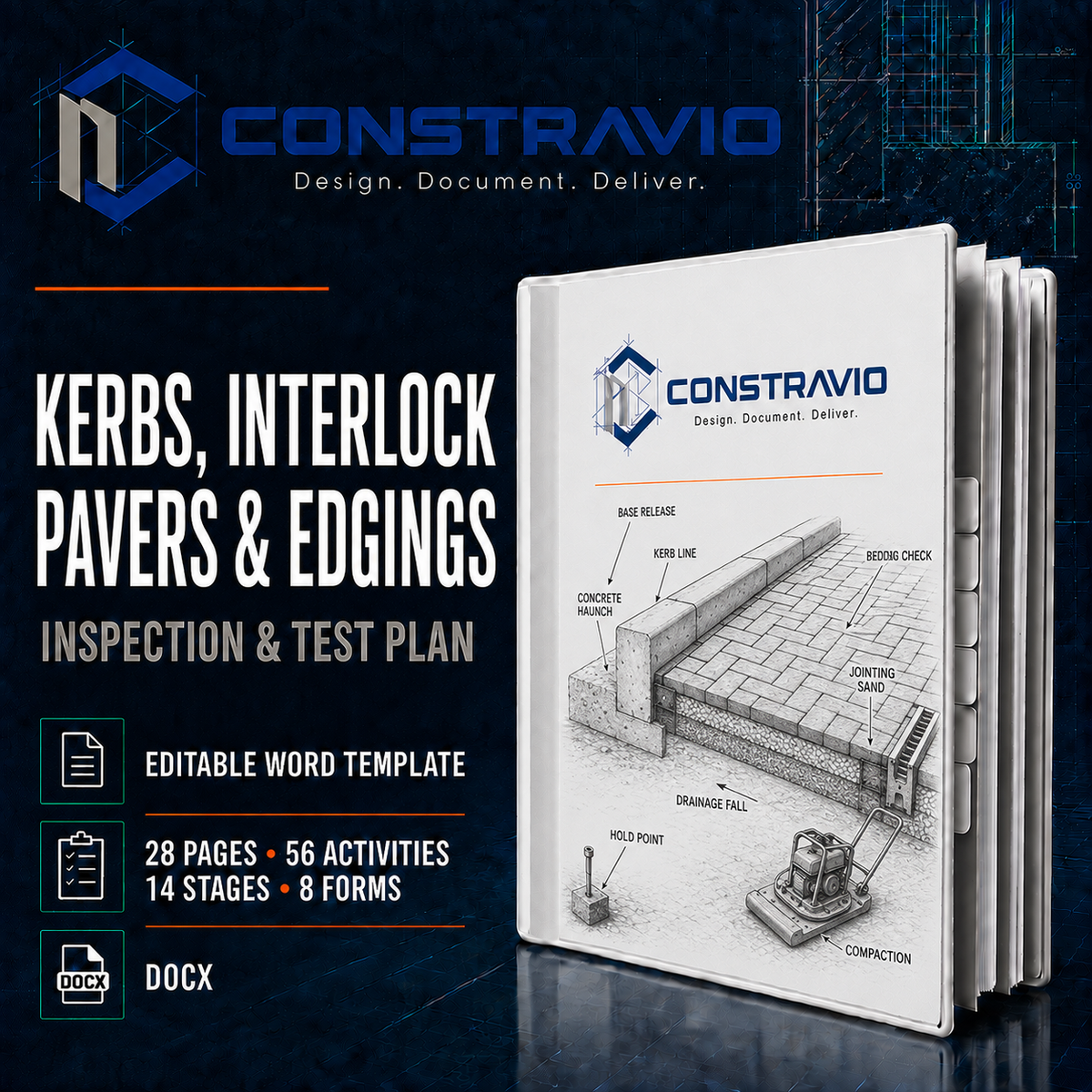 Kerbs, Interlock Pavers & Edgings Inspection & Test Plan – Editable Word Template