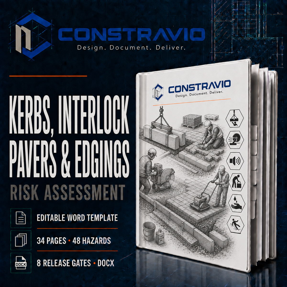 Kerbs, Interlock Pavers & Edgings Risk Assessment – Editable Word Template
