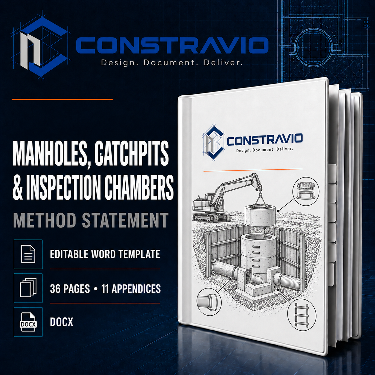 Manholes, Catchpits & Inspection Chambers Method Statement – Editable Word Template