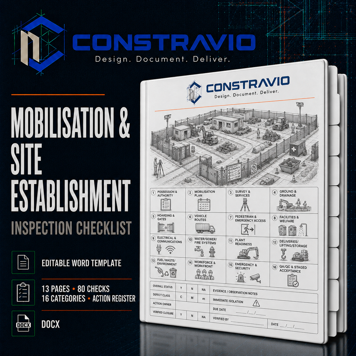 Mobilisation & Site Establishment Inspection Checklist – Editable Word Template