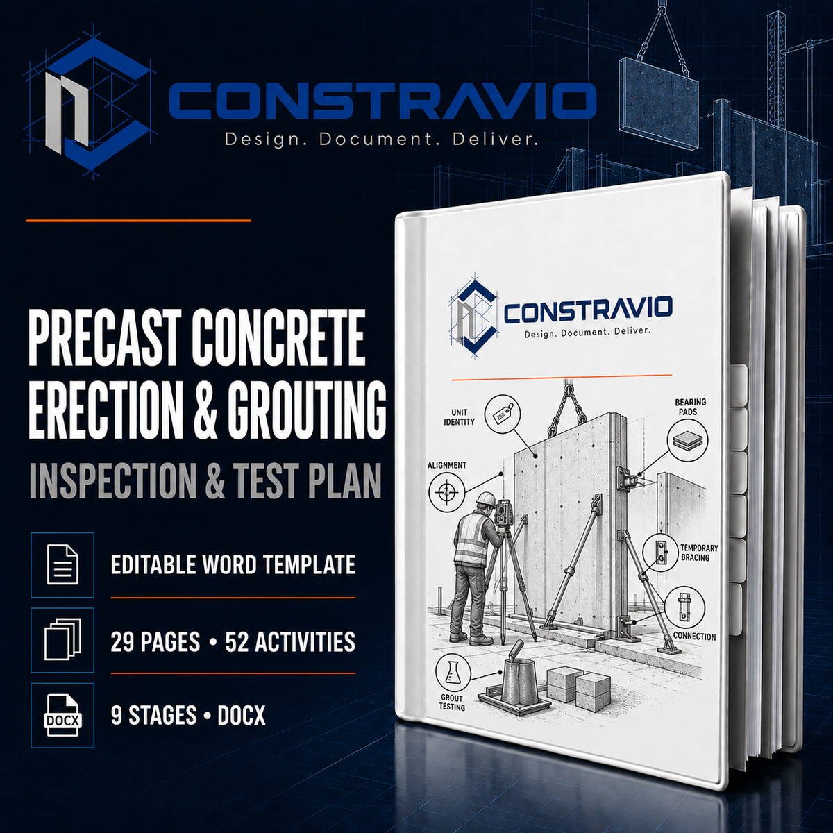 Precast Concrete Erection & Grouting Inspection & Test Plan – Editable Word Template