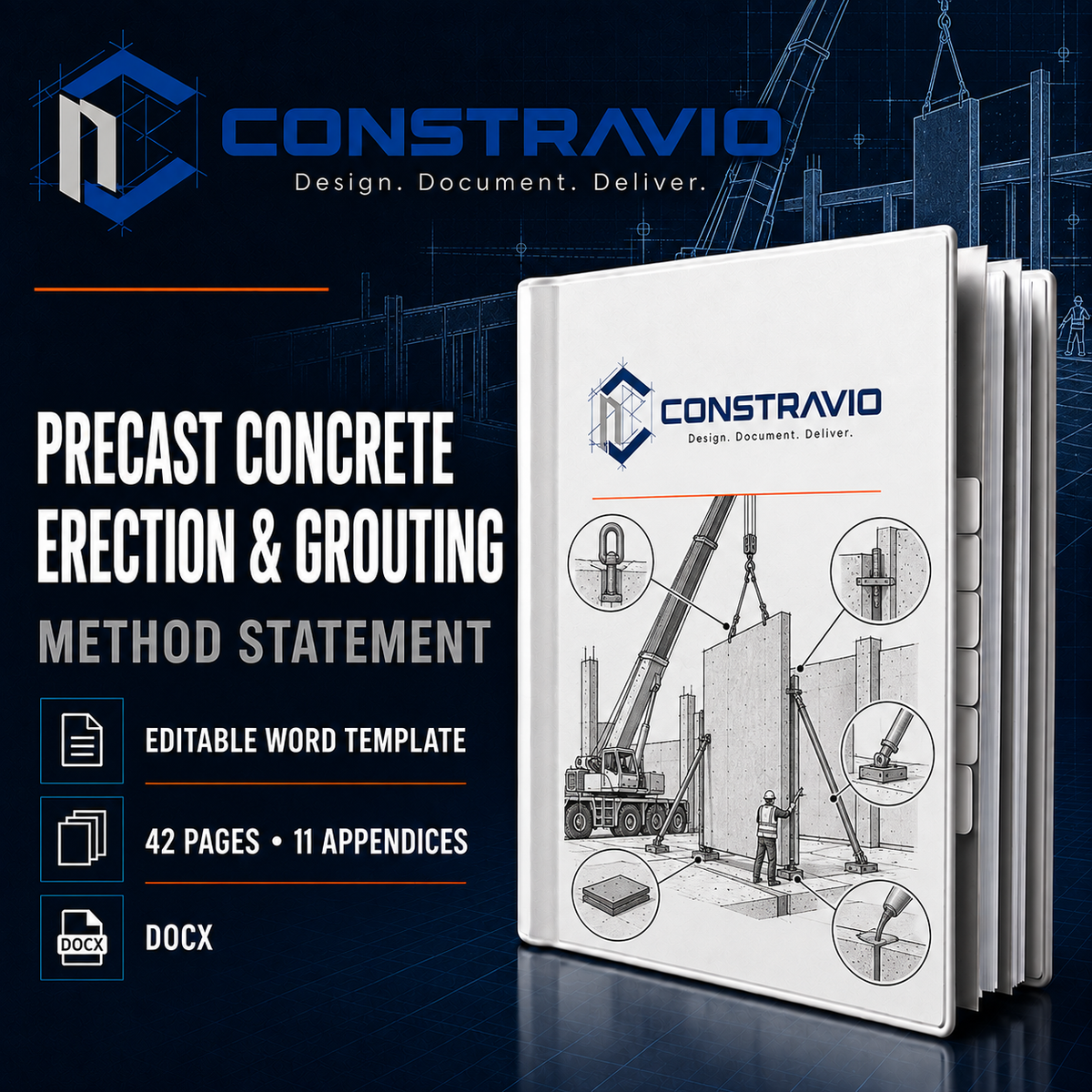 Precast Concrete Erection & Grouting Method Statement – Editable Word Template