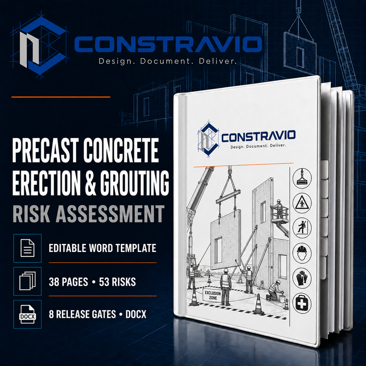 Precast Concrete Erection & Grouting Risk Assessment – Editable Word Template