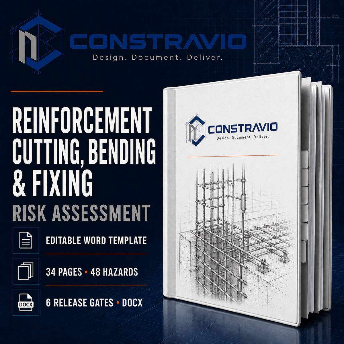 Reinforcement Cutting, Bending & Fixing Risk Assessment – Editable Word Template