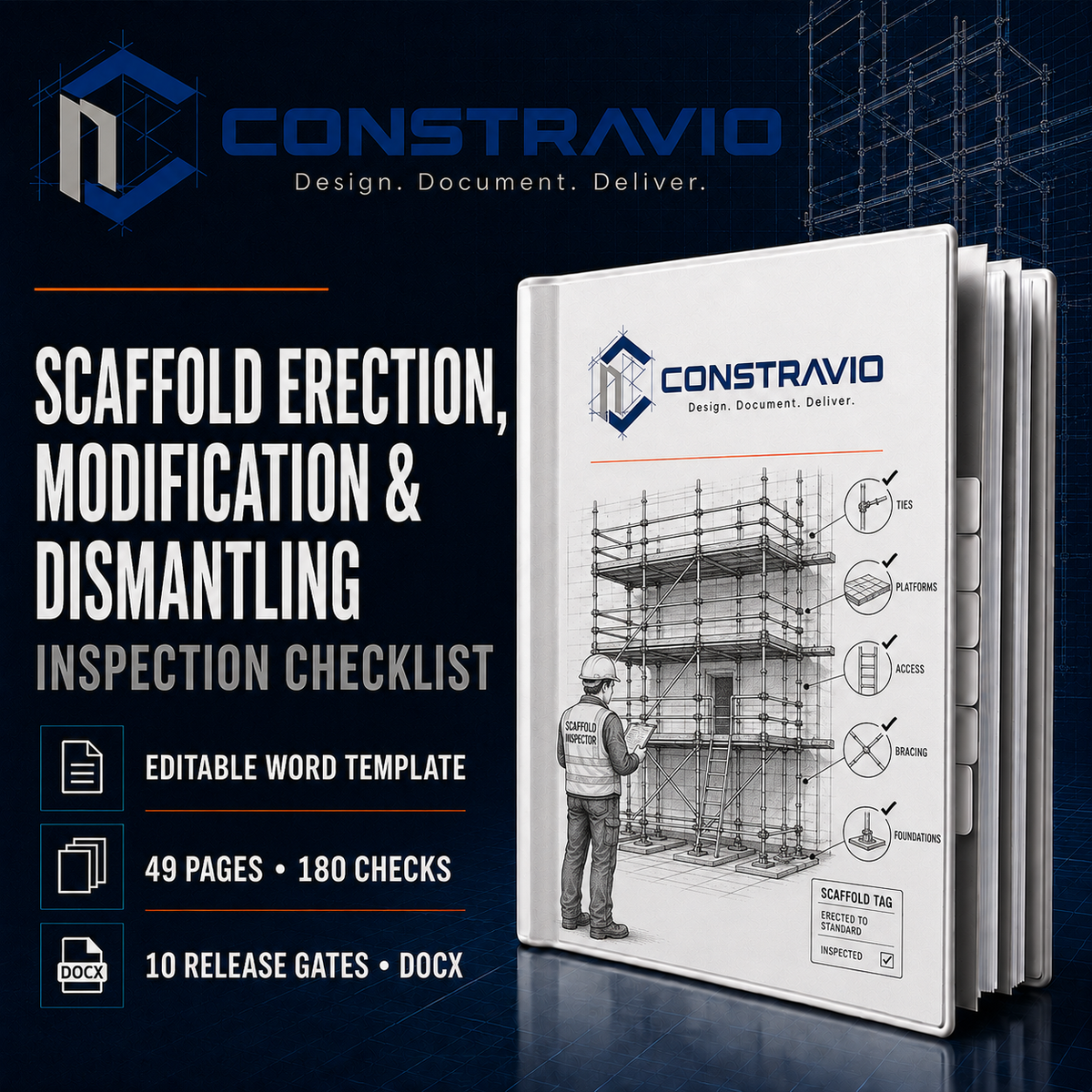 Scaffold Erection, Modification & Dismantling Inspection Checklist – Editable Word Template