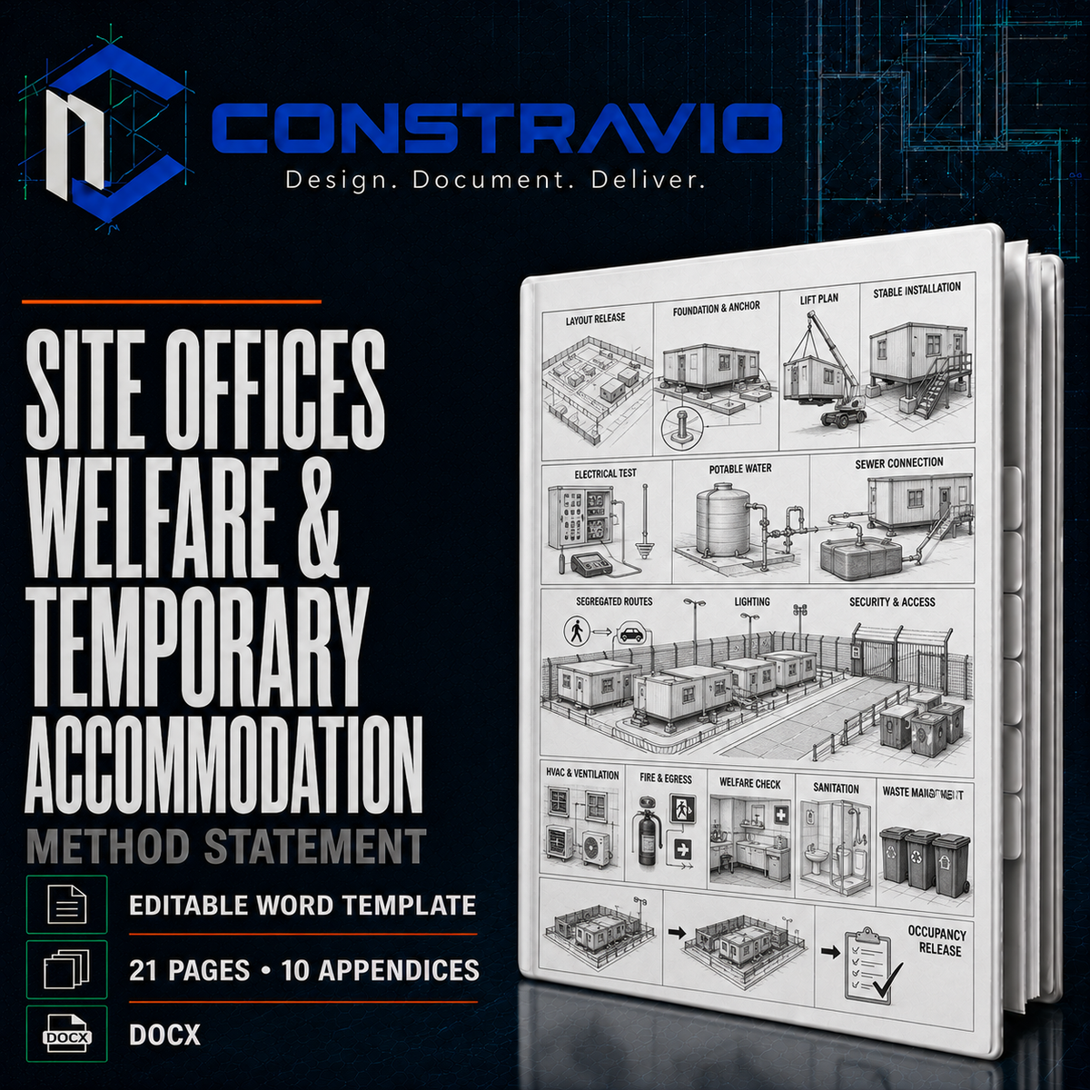 Site Offices, Welfare & Temporary Accommodation Method Statement – Editable Word Template