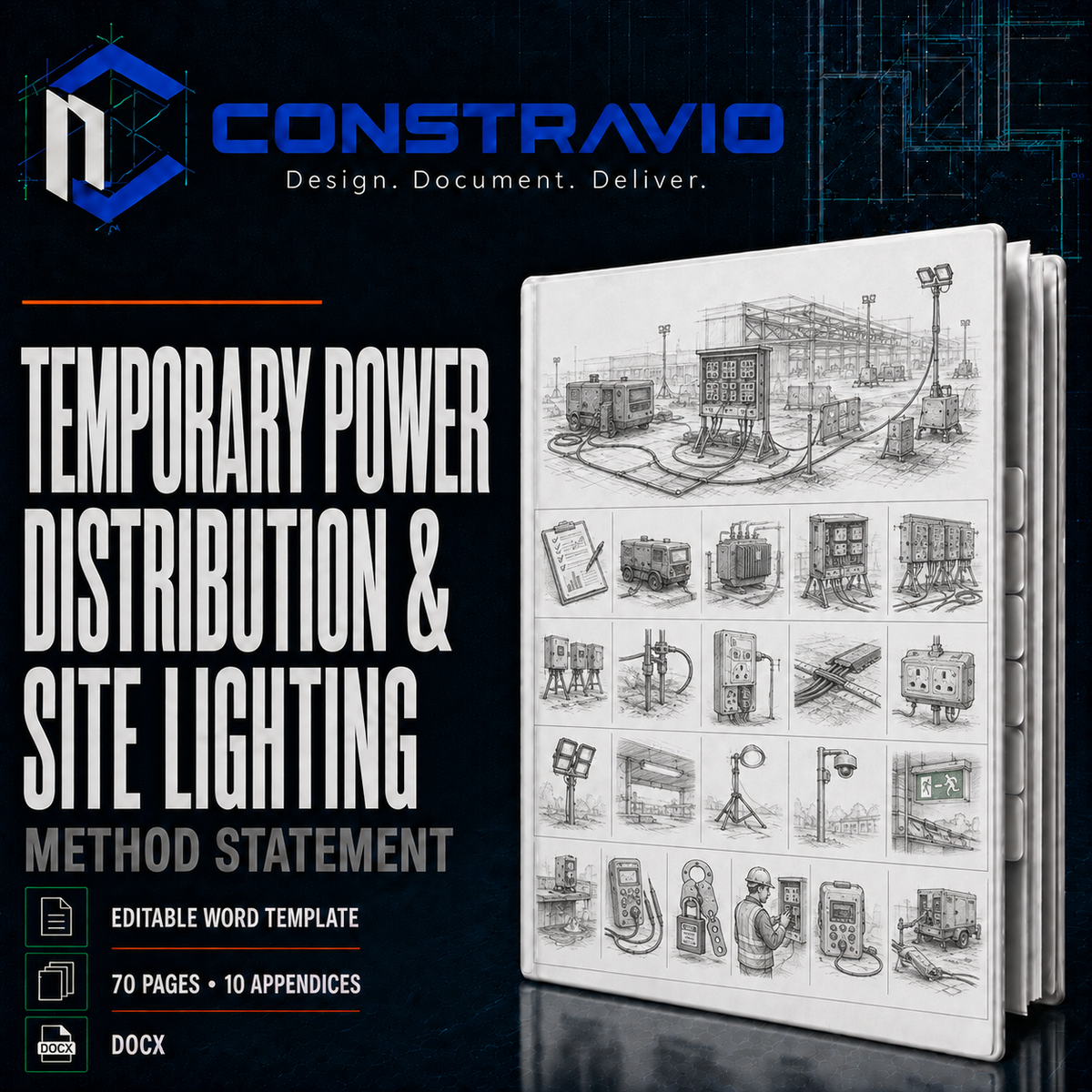 Temporary Power Distribution & Site Lighting Method Statement – Editable Word Template