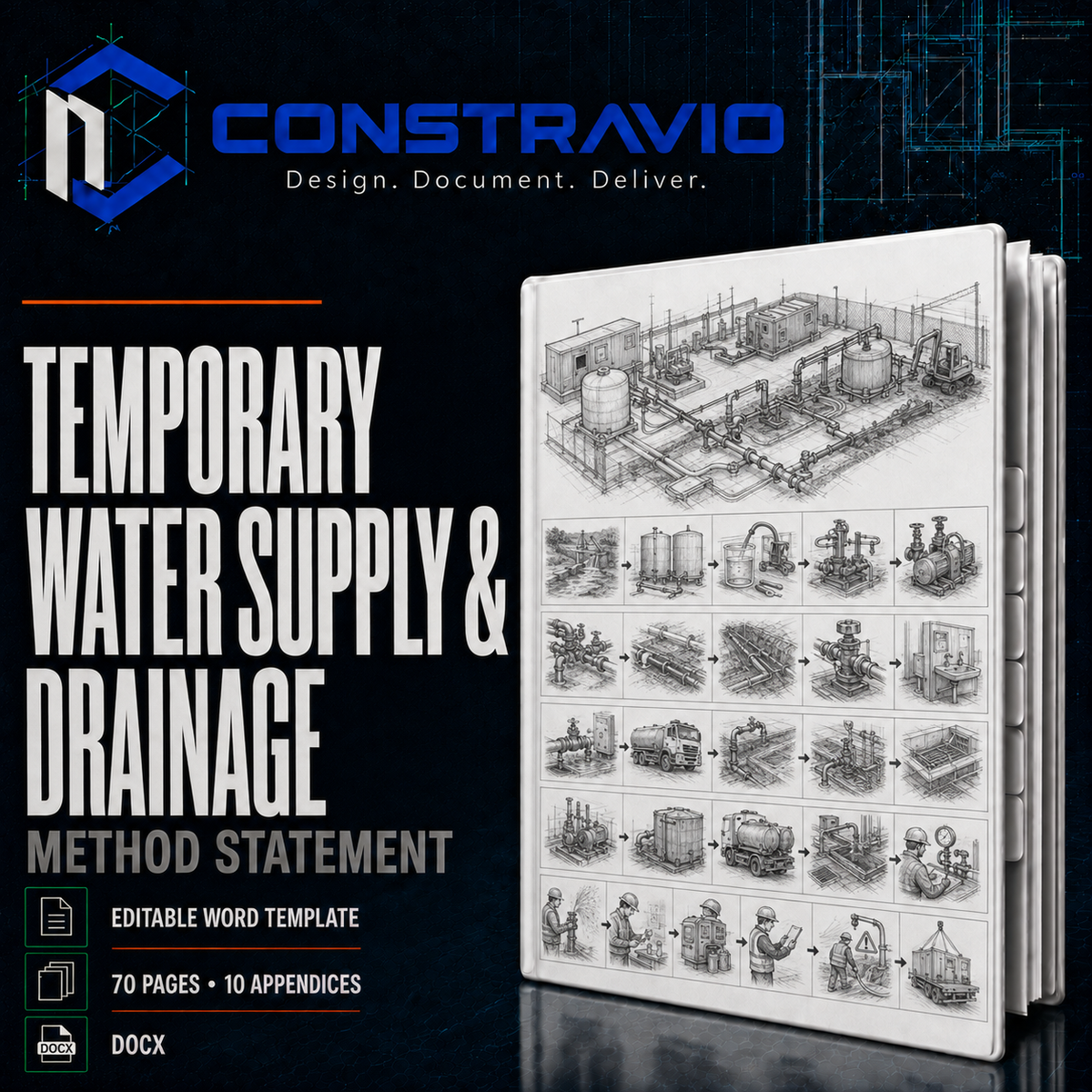 Temporary Water Supply & Drainage Method Statement – Editable Word Template