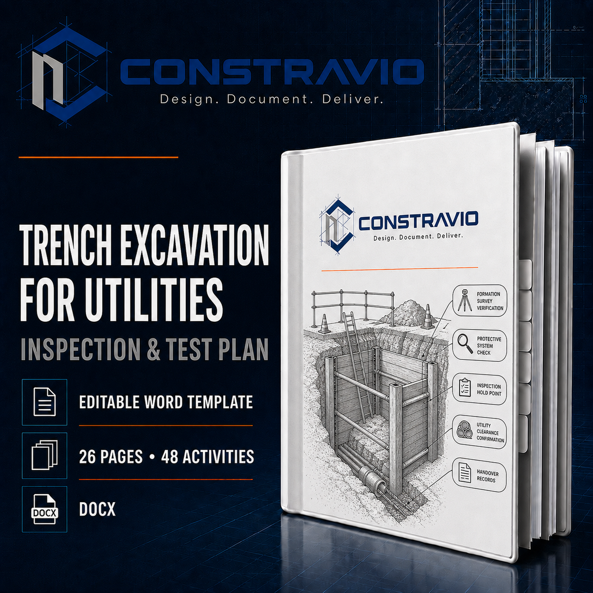 Trench Excavation for Utilities Inspection & Test Plan – Editable Word Template