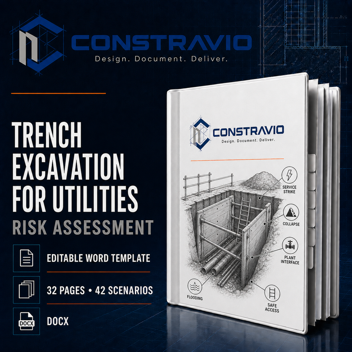 Trench Excavation for Utilities Risk Assessment – Editable Word Template
