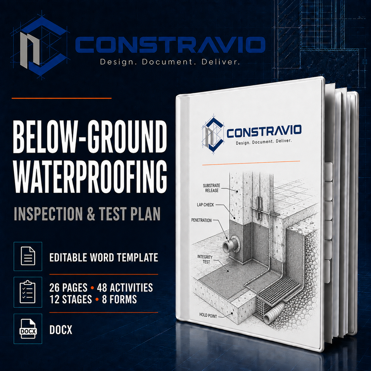 Below-Ground Waterproofing Inspection & Test Plan – Editable Word Template