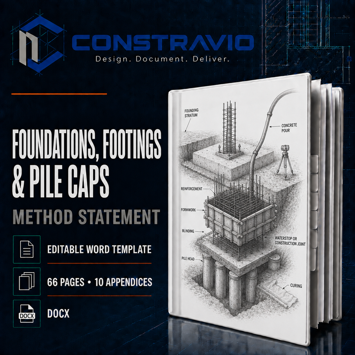 Foundations, Footings & Pile Caps Method Statement – Editable Word Template