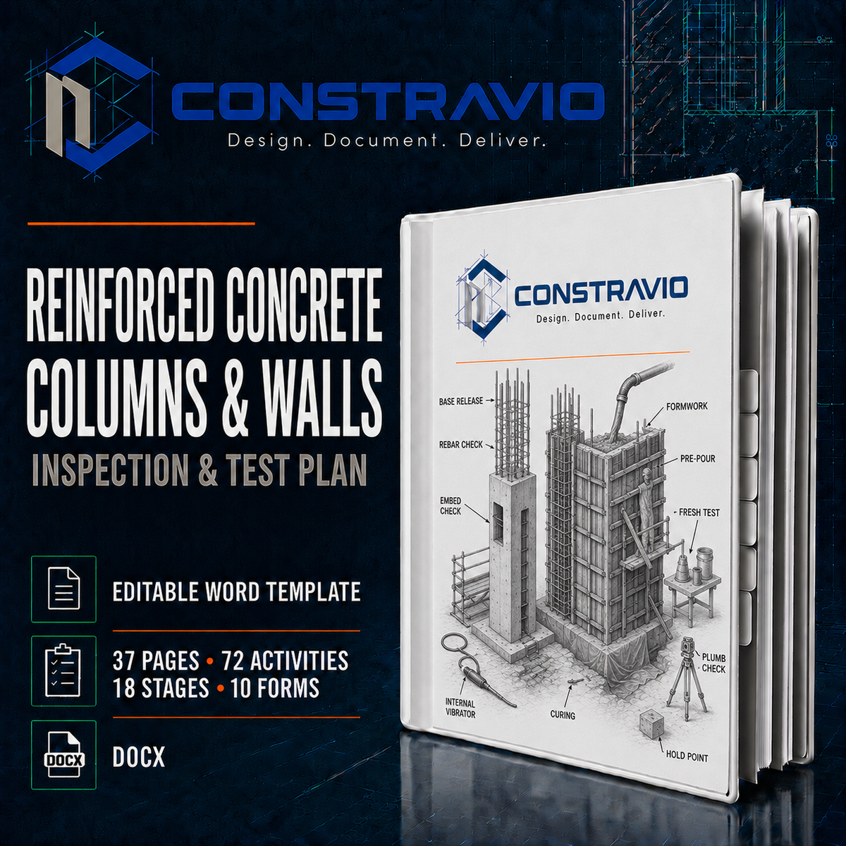 Reinforced Concrete Columns & Walls Inspection & Test Plan – Editable Word Template